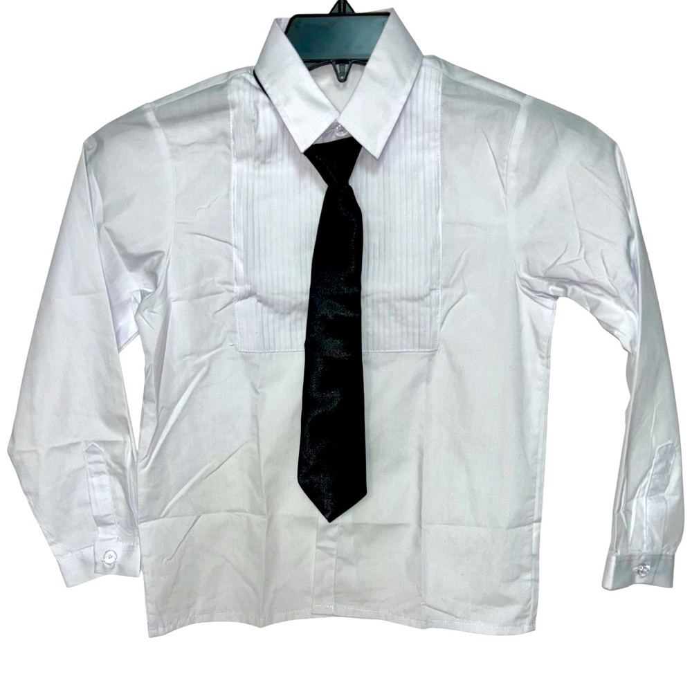 Dress Shirt Tuxedo Shirt with Black Tie Boys 10